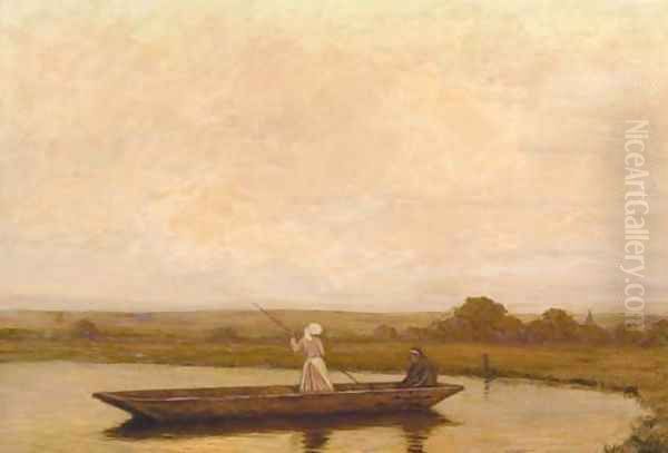 The ferry crossing Oil Painting by William Henry Gore