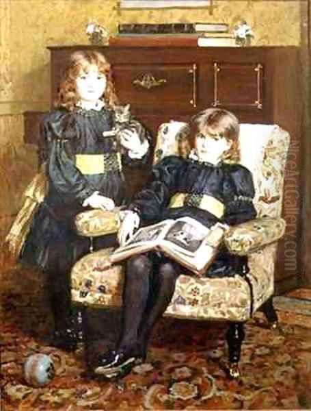 Portrait of May and Violet Craik Oil Painting by William Hippon Gadsby