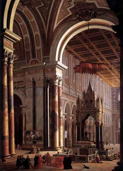 Interior of the Basilica of San Paolo in Rome Oil Painting by Pietro Francesco Garola