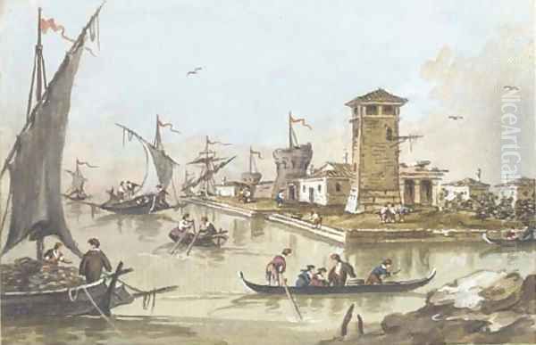 The port of Malamoco Oil Painting by Giacomo Guardi