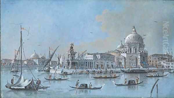 View of the Dogana and Santa Maria della Salute, Venice Oil Painting by Giacomo Guardi