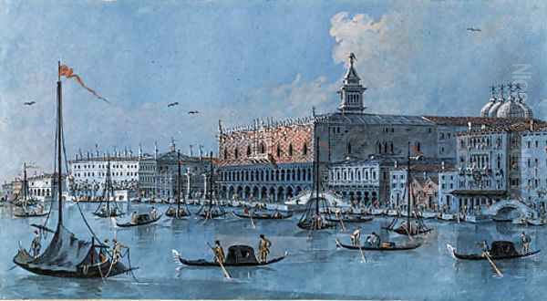 View of the Riva degli Schiavoni, Venice, with the Doge's Palace and the Piazzetta San Marco Oil Painting by Giacomo Guardi