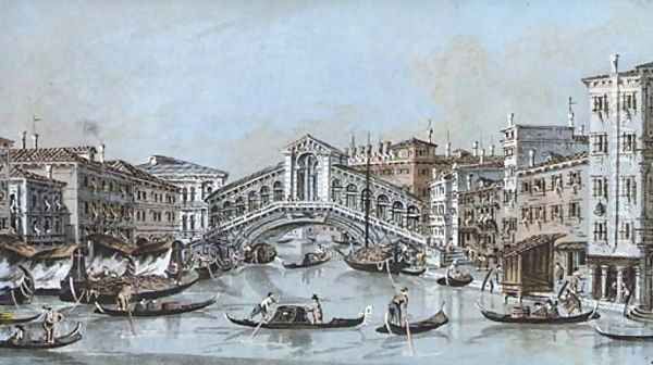 View of the Grand Canal and the Rialto, Venice Oil Painting by Giacomo Guardi