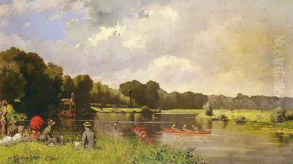 Au Bord De La Riviere Oil Painting by Herminie Gudin