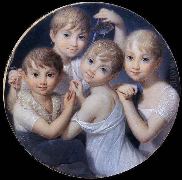 Portrait of the Daughters of Gian Giacomo Trivulzio c. 1807 Oil Painting by Giambattista Gigola