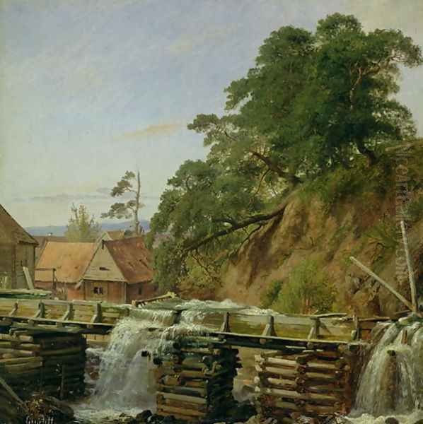 A Watermill in Christiania Oil Painting by Louis Gurlitt