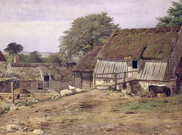 A Farmhouse in Sweden Oil Painting by Louis Gurlitt