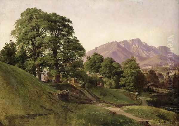 Landscape in Upper Bavaria Oil Painting by Louis Gurlitt