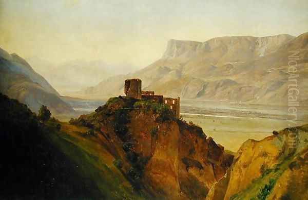 Die Ruine Brunnenburg mit dem Etschtal Oil Painting by Louis Gurlitt