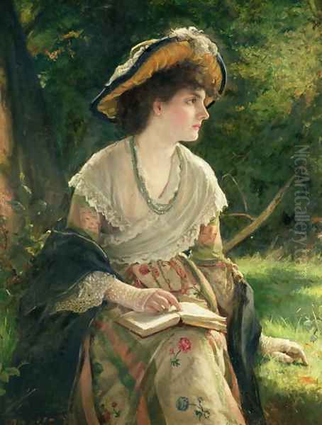 Woman Reading Oil Painting by Robert James Gordon