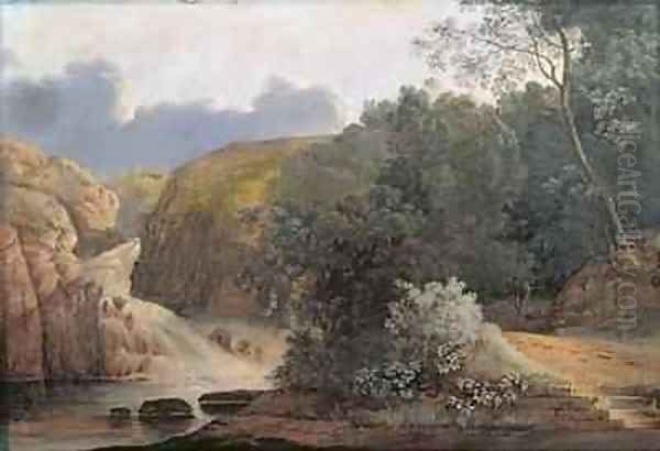 View in Ireland Waterfall at Poulaphouca Oil Painting by Gaspare Gabrielli