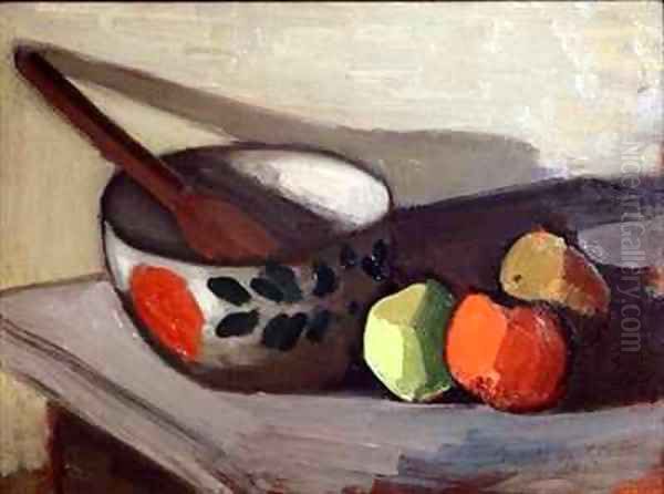 Bowl Spoon and Apples Oil Painting by Mark Gertler