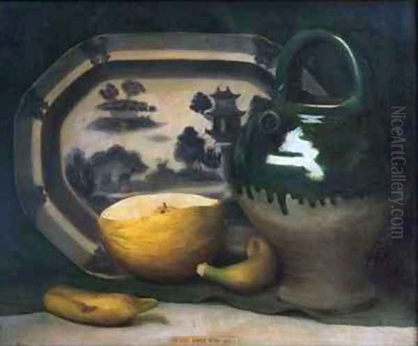 Still life with melon Oil Painting by Mark Gertler