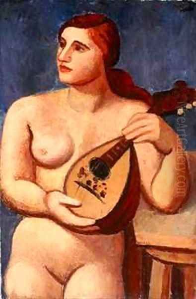 Nude with Mandolin Oil Painting by Mark Gertler