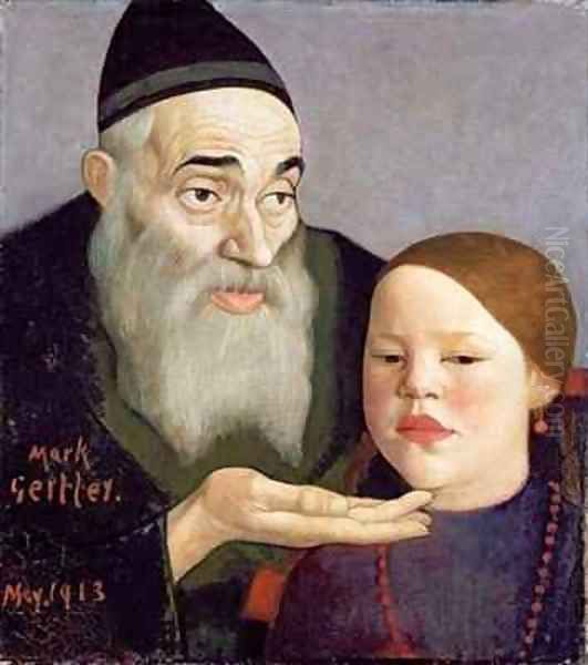 The Rabbi and his Grandchild Oil Painting by Mark Gertler