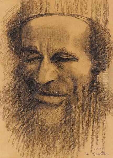 Head of a Rabbi 2 Oil Painting by Mark Gertler