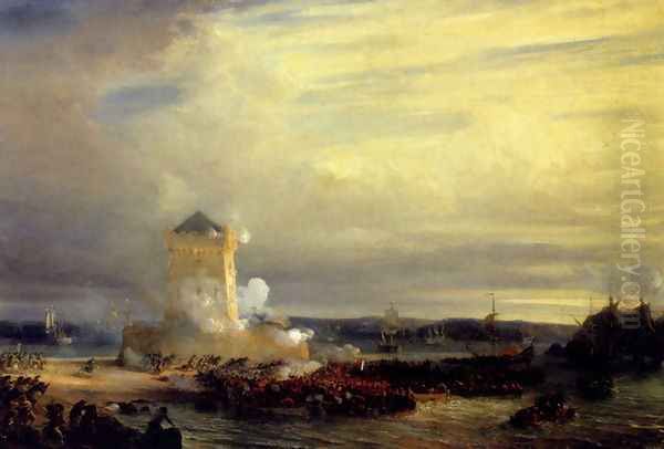 The English Landing At Calais Oil Painting by Theodore Gudin