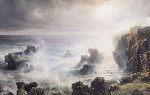 Storm off the Coast of Belle Ile Oil Painting by Theodore Gudin