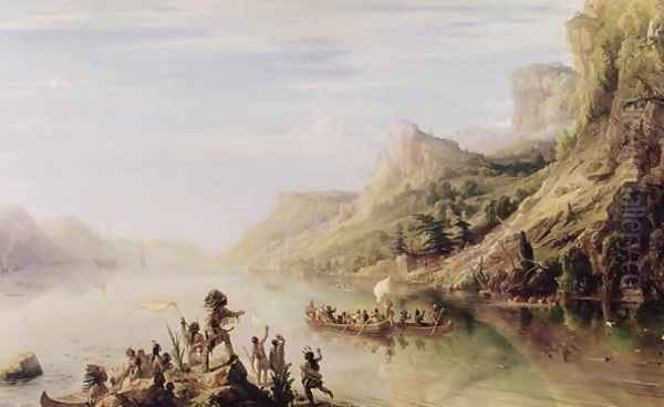 Jacques Cartier 1491-1557 Discovering the St Lawrence River in 1535 Oil Painting by Theodore Gudin