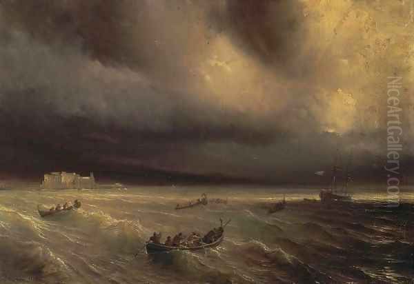 Storm in the Sea Oil Painting by Theodore Gudin