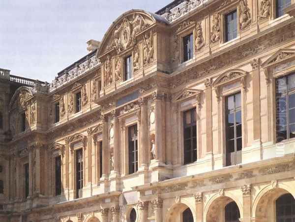 Facade of the Cour Carree (wing Lescot) Oil Painting by Jean Goujon