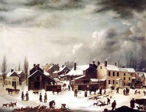 Winter Scene in Brooklyn Oil Painting by Francis Guy