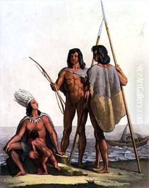 Native American Fishermen Oil Painting by Gallo Gallina