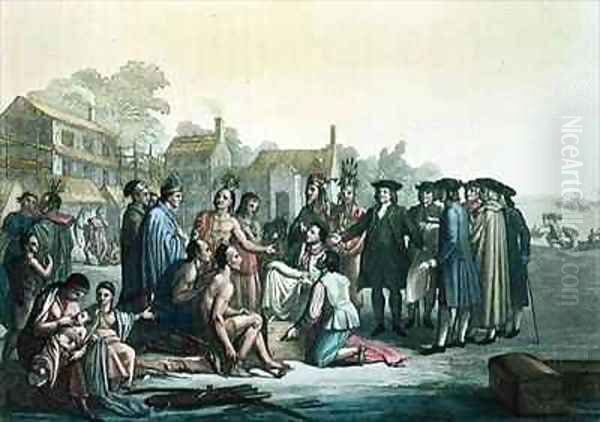 William Penn negotiating the treaty leading to the foundation of Pennsylvania Oil Painting by Gallo Gallina