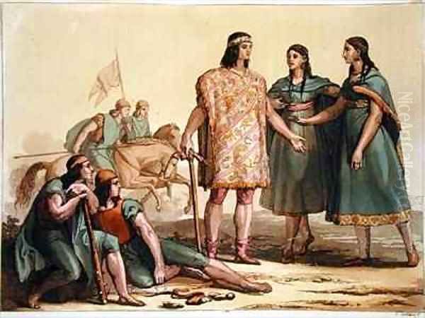 Natives of the Araucani tribe Argentina from Le Costume Ancien et Moderne Oil Painting by Gallo Gallina