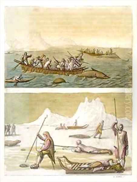 Greenland Whale fishing and Seal hunting Oil Painting by Gallo Gallina