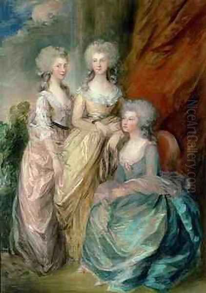 The three eldest daughters of George III Princesses Charlotte Augusta and Elizabeth Oil Painting by Thomas Gainsborough