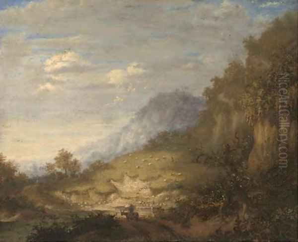 Wooded landscape with a figure and donkey Oil Painting by Thomas Gainsborough