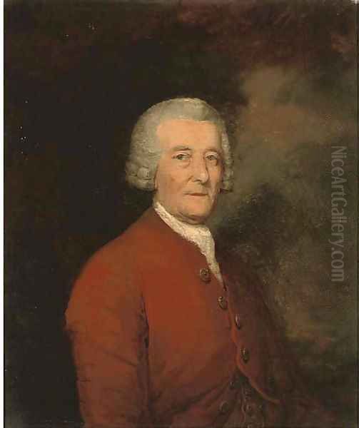 Portrait of a gentleman, bust-length, in a red coat Oil Painting by Thomas Gainsborough