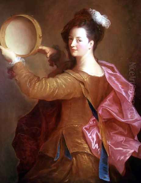 Portrait of a Woman with a Tambourine Oil Painting by Jean-Alexis Grimou