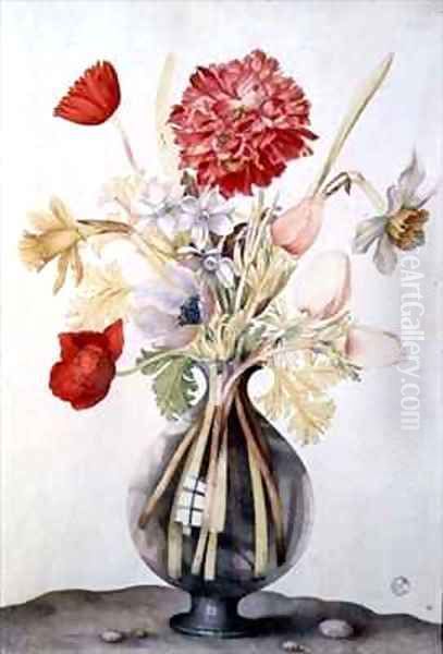 Vase of Flowers with Daffodils Carnations and Anemones Oil Painting by Giovanna Garzoni