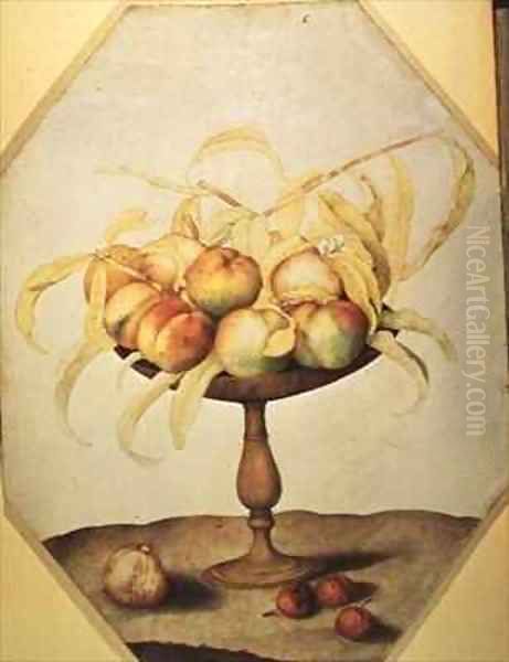 Bowl of Peaches Oil Painting by Giovanna Garzoni