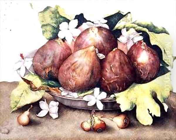 Figs on Leaves Oil Painting by Giovanna Garzoni