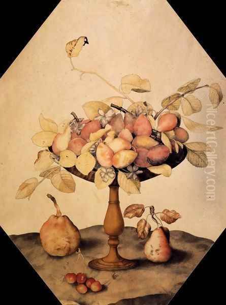 Bowl with Plums Oil Painting by Giovanna Garzoni