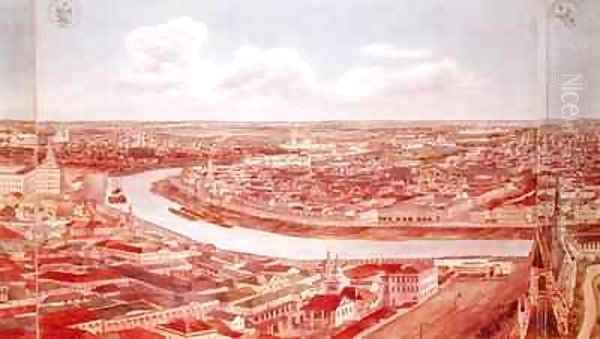 Panorama of Moscow depicting the Moskva River Oil Painting by Gadolle