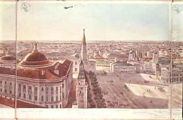 Panorama of Moscow depicting the former Senate Palace now the Cabinet Office the Kremlin fortifications and Red Square Oil Painting by Gadolle