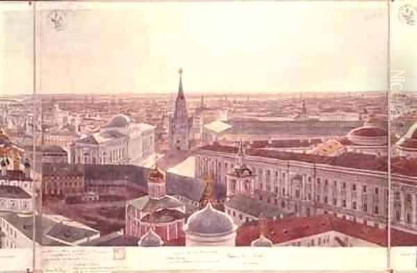 Panorama of Moscow depicting the former Senate Palace now the Cabinet Office Wosnesenskoy Monastery and the former Arsenal Oil Painting by Gadolle