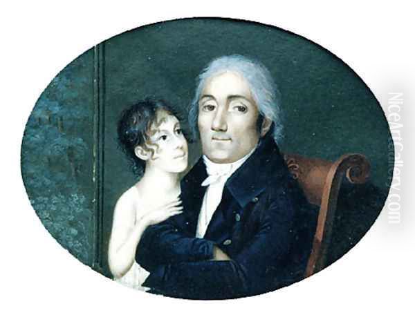 Portrait of a Gentleman and his Daughter by Francois M. Guyol de Guiran