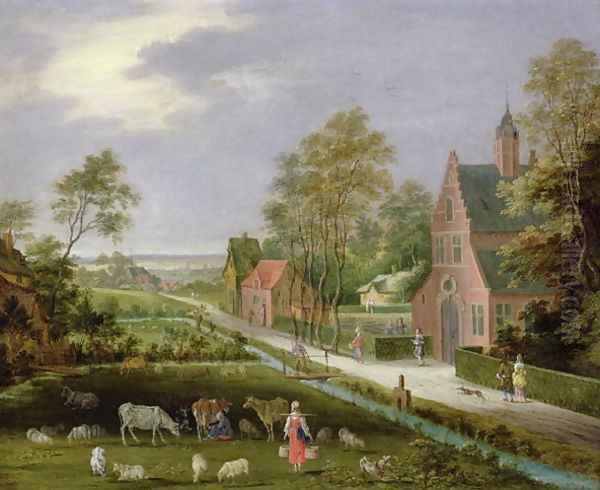 Village Landscape Oil Painting by Pieter Gysels