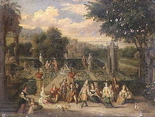 Ornamental garden with dancing figures Oil Painting by Pieter Gysels