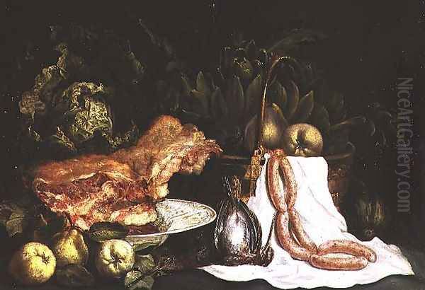 Still Life with Vegetables Meat Fruit and Game Oil Painting by Pieter Gysels