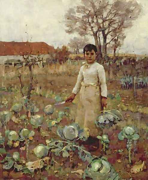 A Hinds daughte Oil Painting by Sir James Guthrie