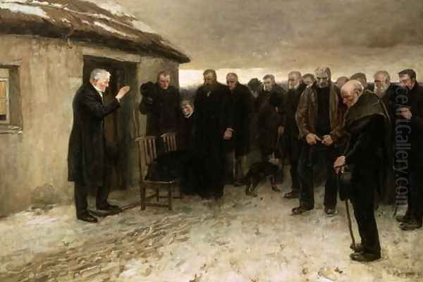 A Highland Funeral Oil Painting by Sir James Guthrie