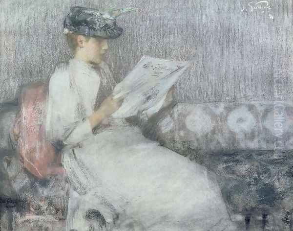 The Morning Paper Oil Painting by Sir James Guthrie