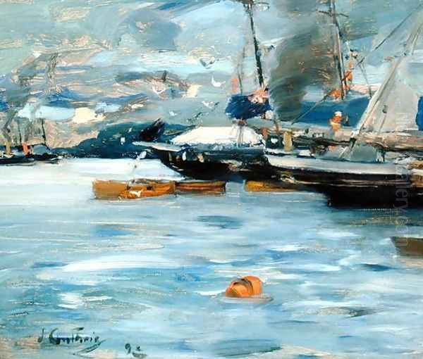 Moored Yachts Oban Oil Painting by Sir James Guthrie