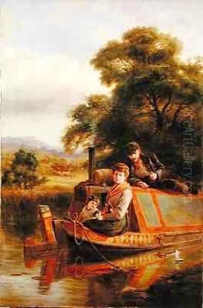 Drifting Along a Canal Oil Painting by Robert Gallon